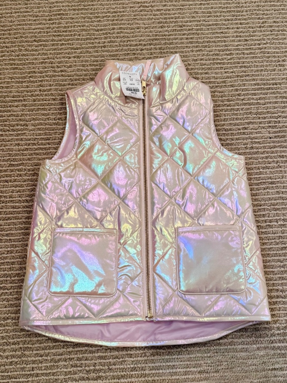 CrewCuts Metallic Quilted Vest, XS (4-5)
